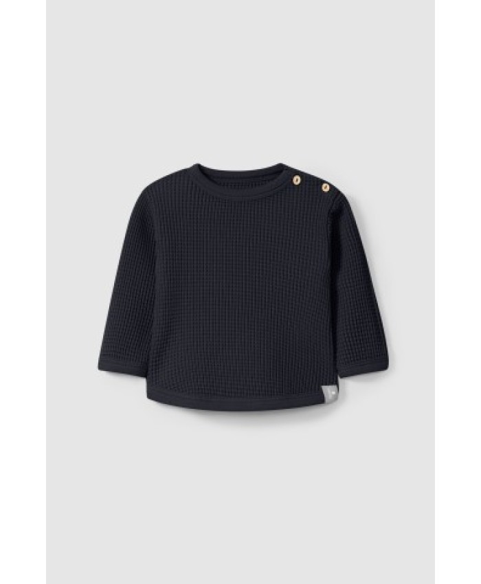 Snug Waffle Sweater in Blue Navy